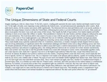 Essay on The Unique Dimensions of State and Federal Courts