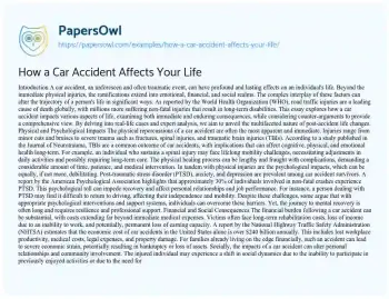 Essay on How a Car Accident Affects your Life