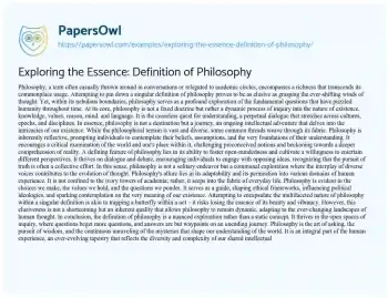 Essay on Exploring the Essence: Definition of Philosophy