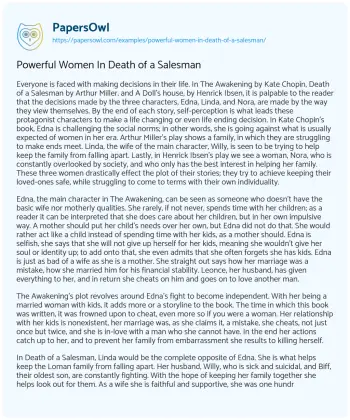 Essay on Powerful Women in Death of a Salesman