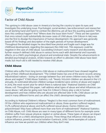 Essay on Factor of Child Abuse