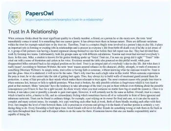 Essay on Trust in a Relationship