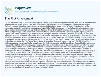 Essay on The First Amendment