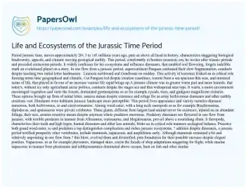 Essay on Life and Ecosystems of the Jurassic Time Period