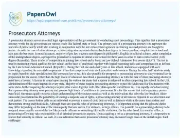 Essay on Prosecutors Attorneys