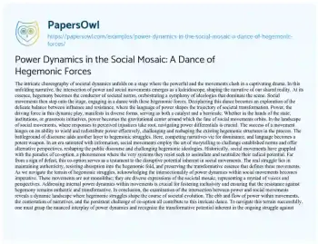 Essay on Power Dynamics in the Social Mosaic: a Dance of Hegemonic Forces