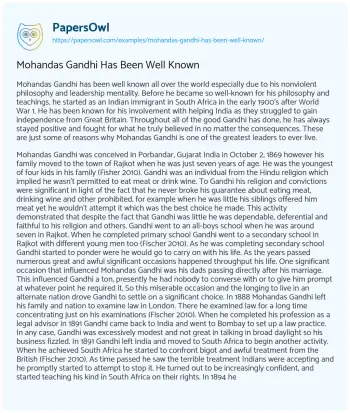 Essay on Mohandas Gandhi has been Well Known