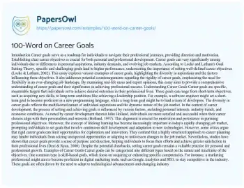 Essay on 100-Word on Career Goals