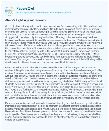 Essay on Africa’s Fight against Poverty