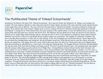 Essay on The Multifaceted Theme of ‘Edward Scissorhands’