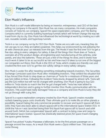 Essay on Elon Musk’s Influence