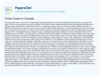 Essay on Crime Cases in Canada