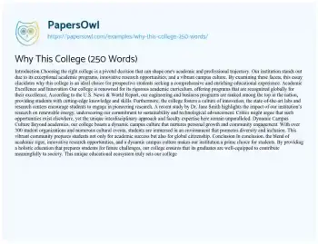 Essay on Why this College (250 Words)