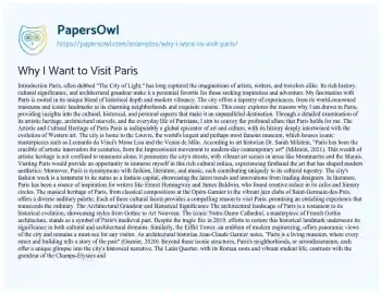 Essay on Why i Want to Visit Paris