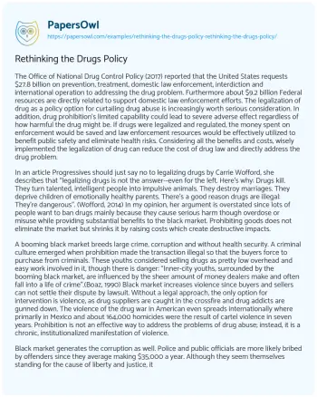 Essay on Modern Drug Policy Reform