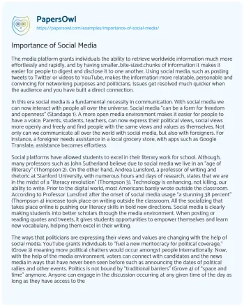 Essay on Importance of Social Media  