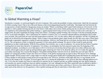 Essay on Is Global Warming a Hoax?