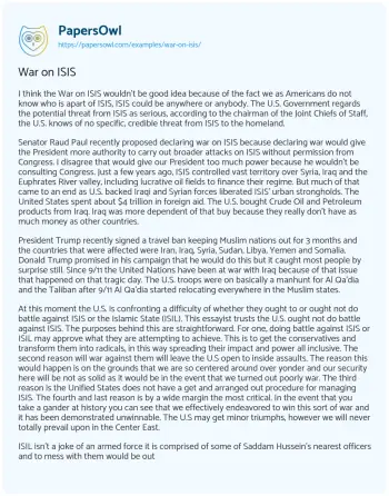 Essay on War on ISIS