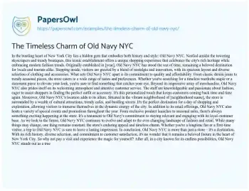 Essay on The Timeless Charm of Old Navy NYC