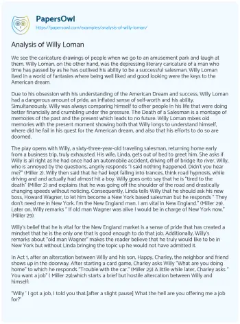 Essay on Analysis of Willy Loman