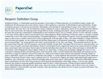 Essay on Respect: Definition Essay