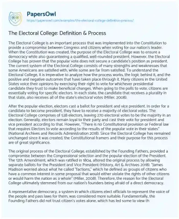 Essay on The Electoral College: Definition & Process