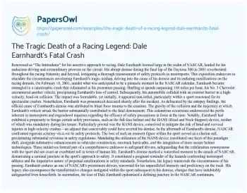 Essay on The Tragic Death of a Racing Legend: Dale Earnhardt’s Fatal Crash