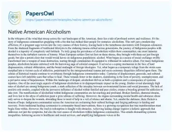 Essay on Native American Alcoholism