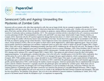 Essay on The Role of Senescent Cells in Ageing and Cancer Suppression