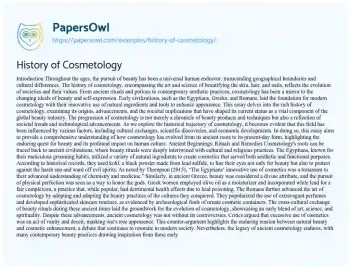 Essay on History of Cosmetology