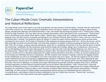 Essay on The Cuban Missile Crisis: Cinematic Interpretations and Historical Reflections