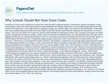 Essay on Why Schools should not have Dress Codes