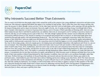 Essay on Why Introverts Succeed Better than Extroverts