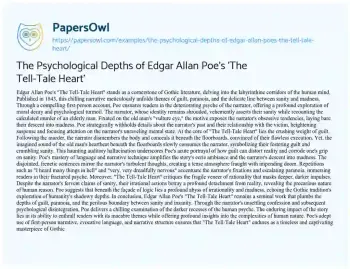 Essay on The Psychological Depths of Edgar Allan Poe’s ‘The Tell-Tale Heart’