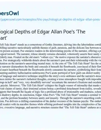 Essay on The Psychological Depths of Edgar Allan Poe’s ‘The Tell-Tale Heart’