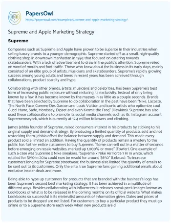 Essay on Supreme and Apple Marketing Strategy