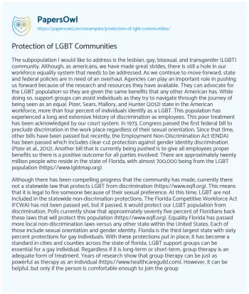 Essay on Protection of LGBT Communities