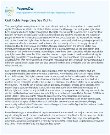 Essay on Civil Rights Regarding Gay Rights