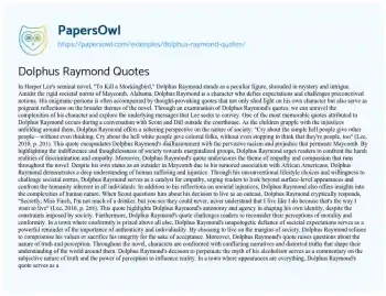 Essay on Dolphus Raymond Quotes