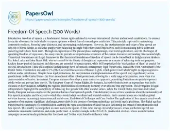 Essay on Freedom of Speech (300 Words)