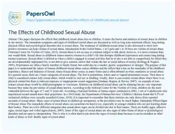 Essay on The Effects of Childhood Sexual Abuse