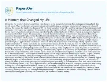 Essay on A Moment that Changed my Life