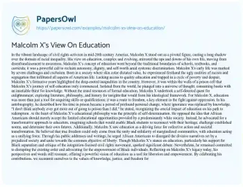 Essay on Malcolm X’s View on Education