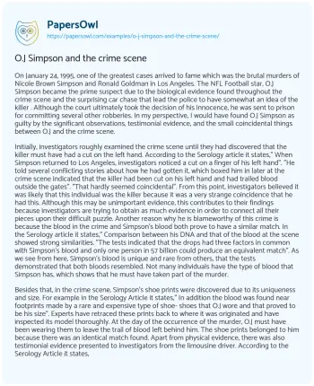 Essay on O.J Simpson and the Crime Scene