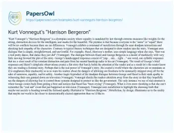 Essay on Kurt Vonnegut’s “Harrison Bergeron”