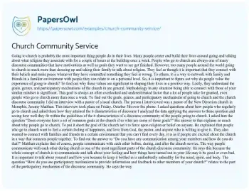 Essay on Church Community Service