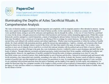 Essay on Illuminating the Depths of Aztec Sacrificial Rituals: a Comprehensive Analysis