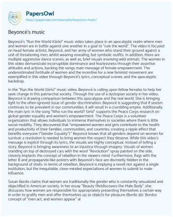 Essay on Beyoncé’s Music