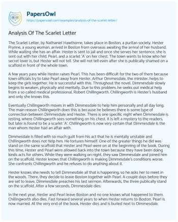 Essay on Analysis of the Scarlet Letter