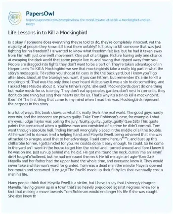 Essay on Life Lessons in to Kill a Mockingbird